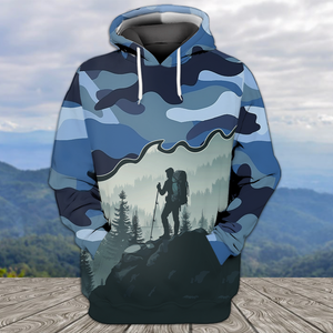 Hiking Mountain Blue Camo All Over Print Shirt