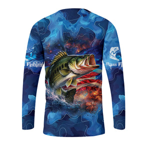 Blue Bass Fishing Patriotic All Over Print Shirt