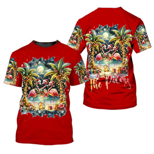 Christmas Deck The Palms Flamingo All Over Print Shirt