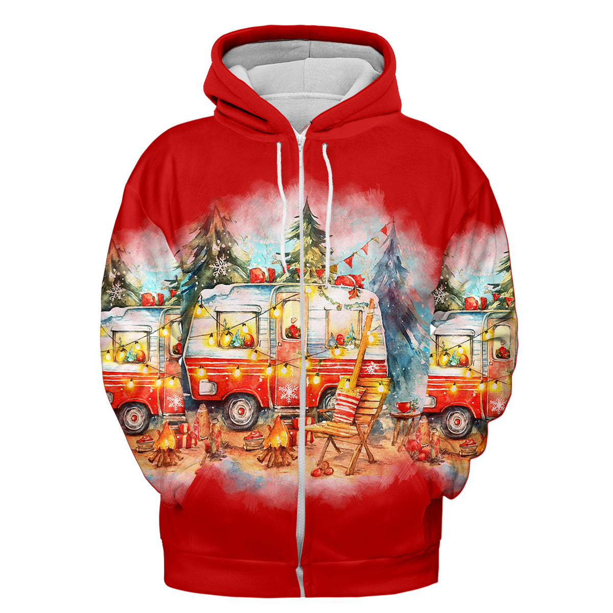 Red All I Want For Christmas Is Camping All Over Print Shirt
