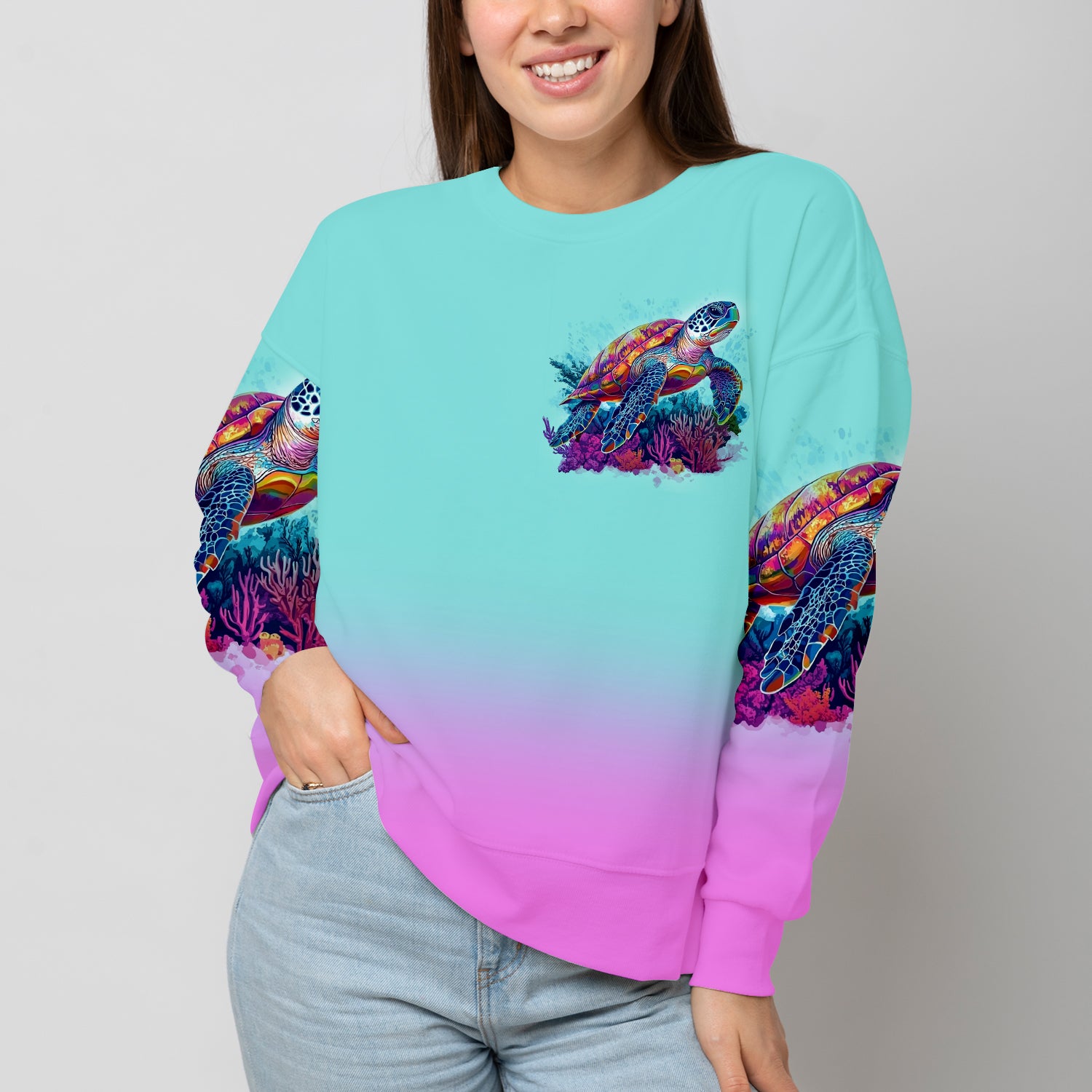 Saltwater Heals Everything Sea Turtle All Over Print Shirt