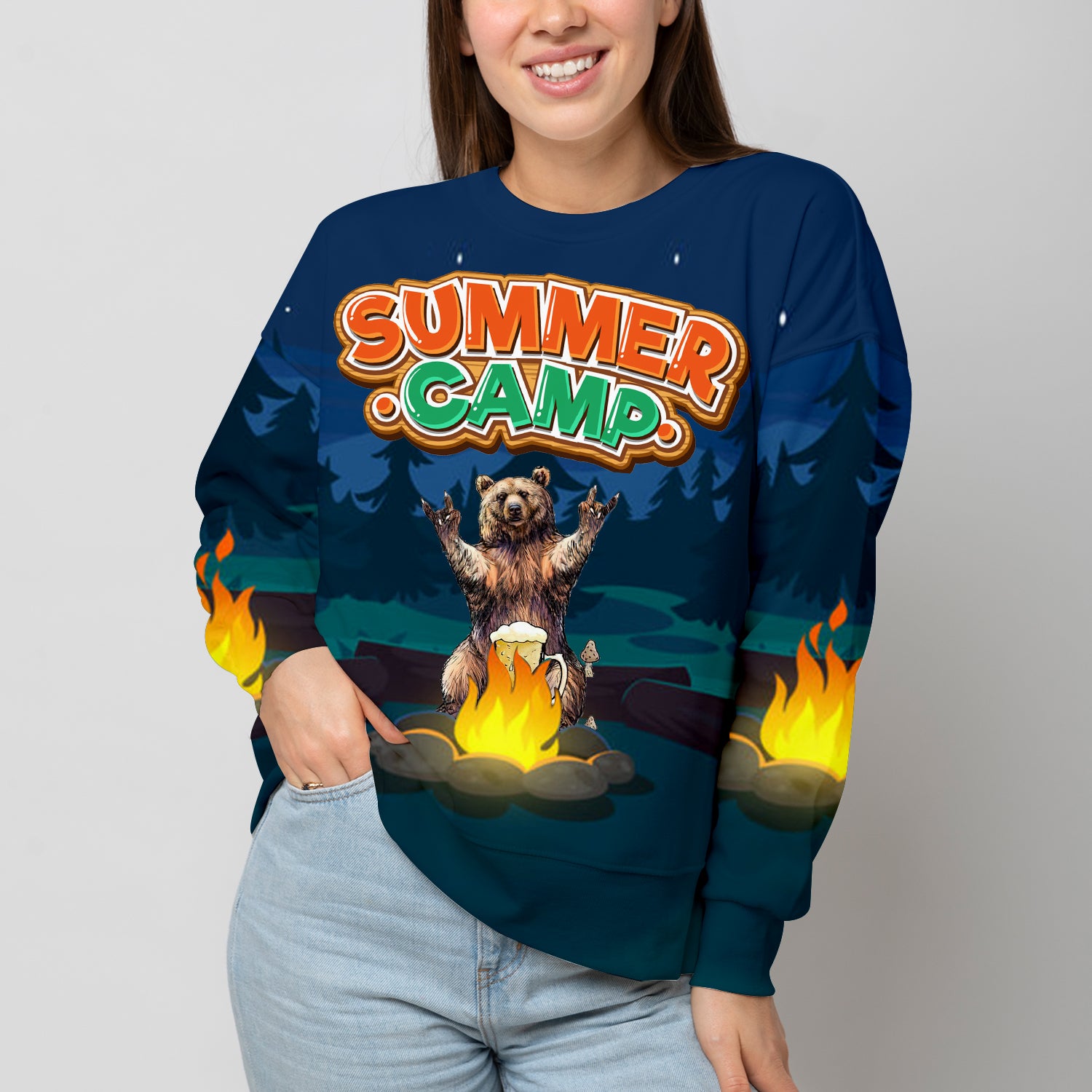 Summer Camp Grizzly Bear All Over Print Shirt