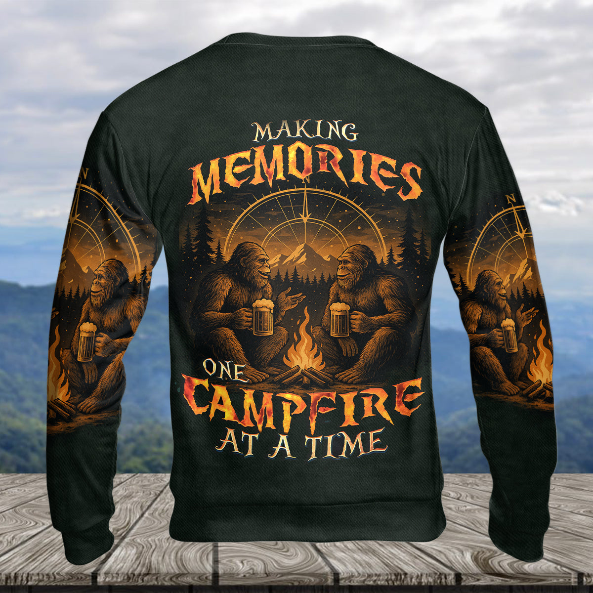 Bigfoot Making Memories One Campfire At A Time All Over Print Shirt