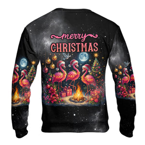 Merry Christmas Flamingo Camping All Over Print Shirt