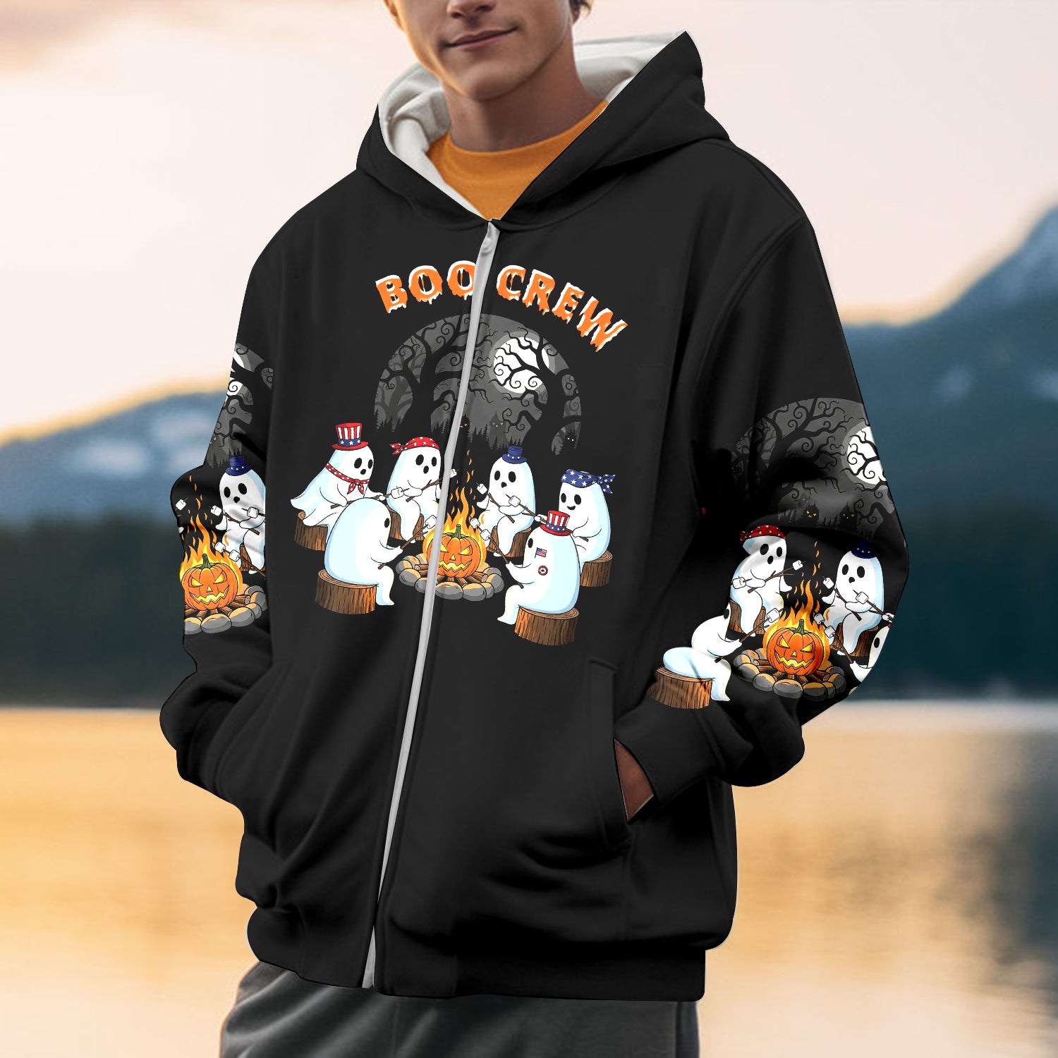 Boo Crew Camping All Over Print Shirt