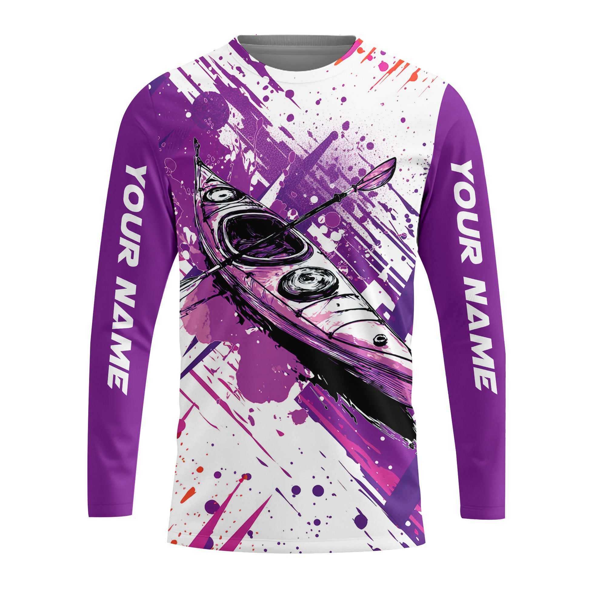 Custom Name Kayaking Purple All Over Print Shirt