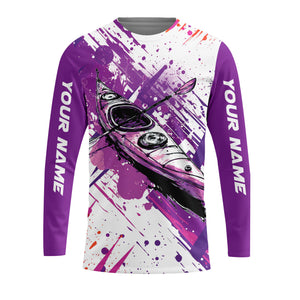 Custom Name Kayaking Purple All Over Print Shirt