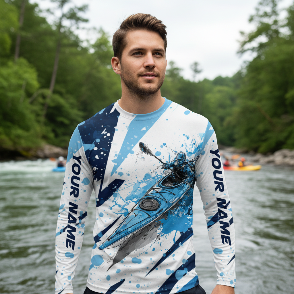 Custom Name Kayaking Blue All Over Print Shirt