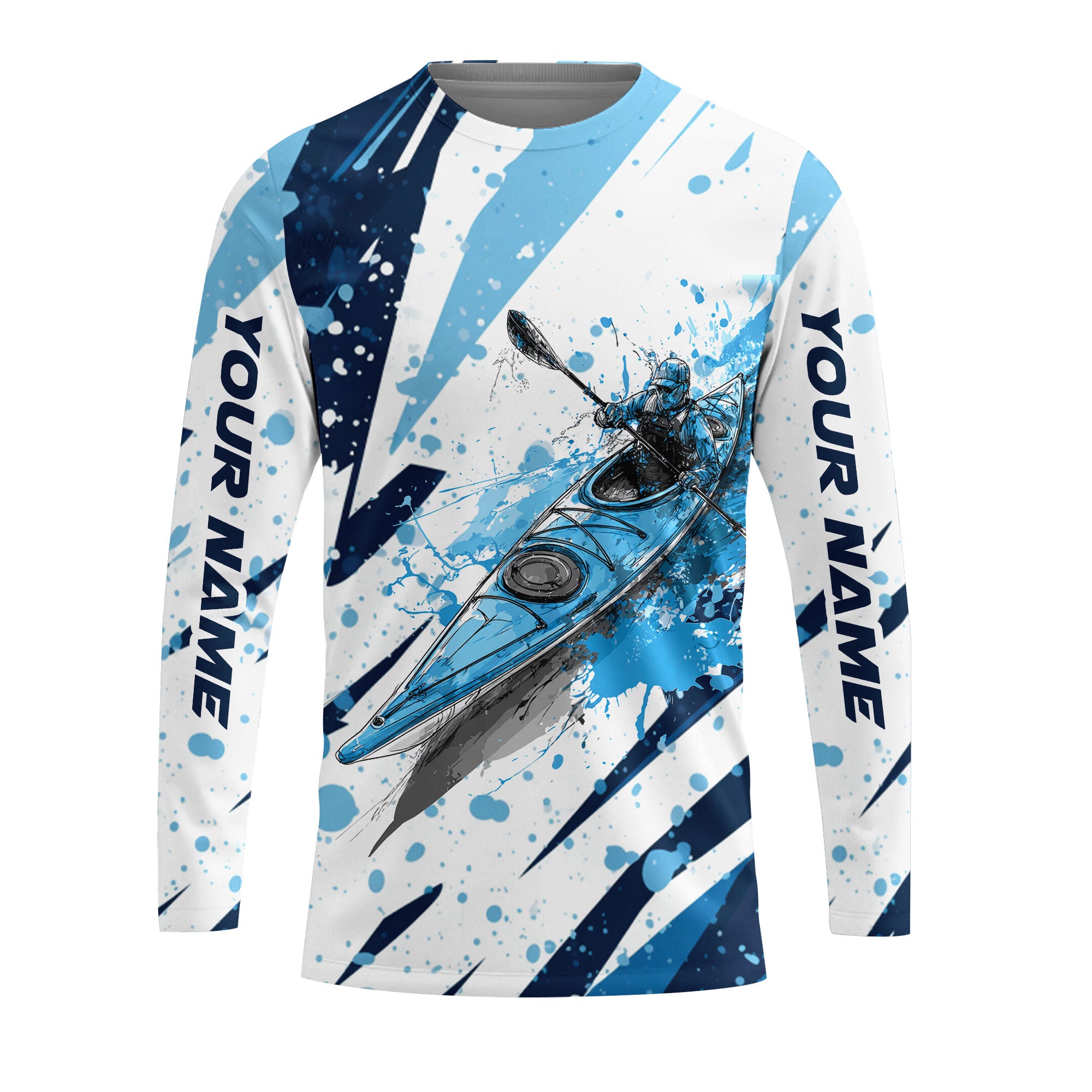 Custom Name Kayaking Blue All Over Print Shirt