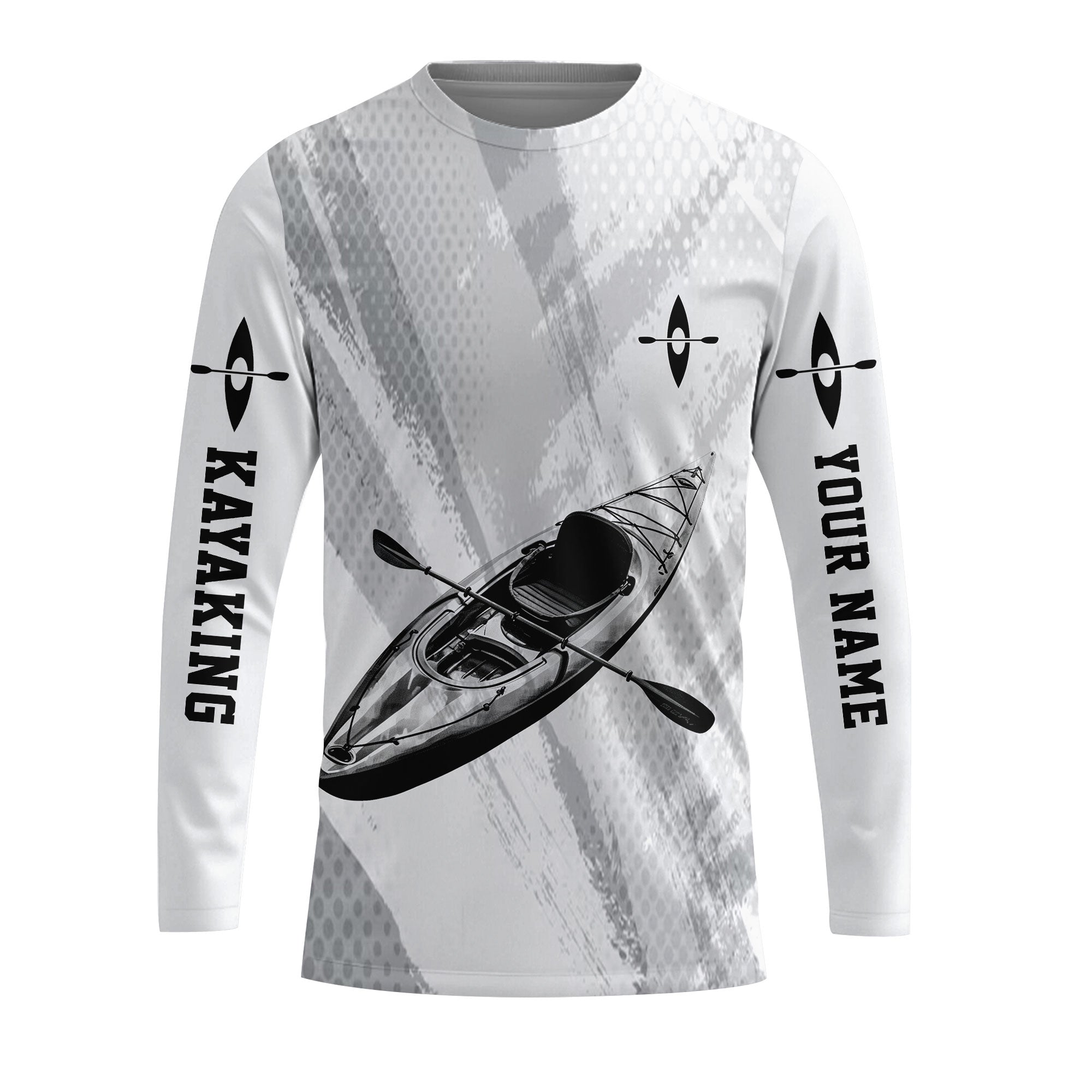 Custom Name Kayaking Black And White All Over Print Shirt