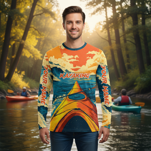Custom Name Sunset Kayaking Scene All Over Print Shirt