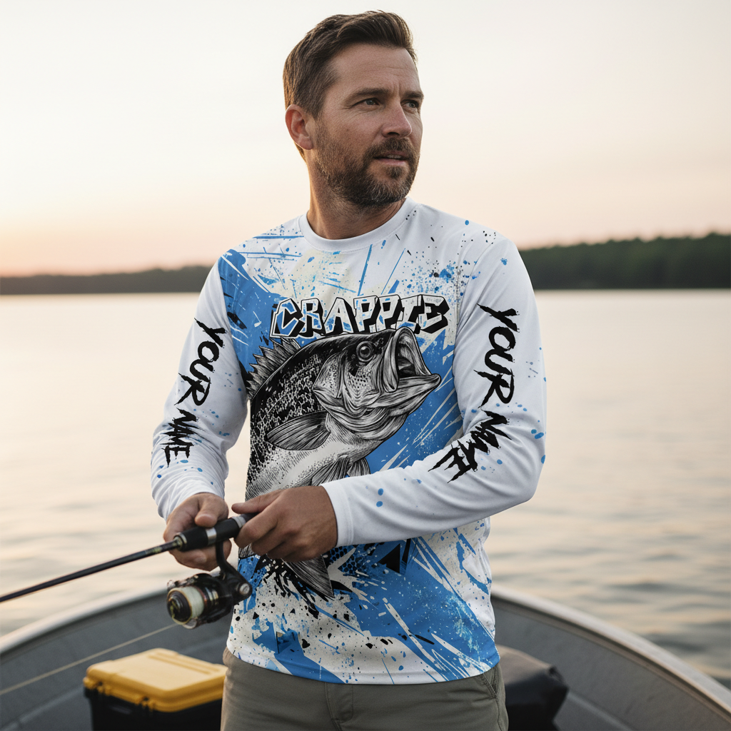 Custom Name Crappie Fishing Jersey All Over Print Shirt