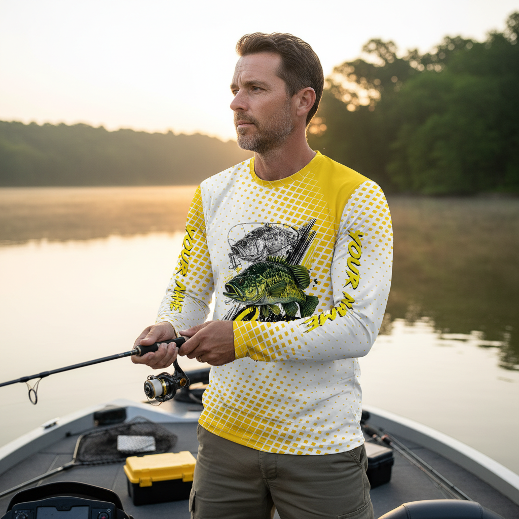 Custom Name Crappie Fish Yellow All Over Print Shirt