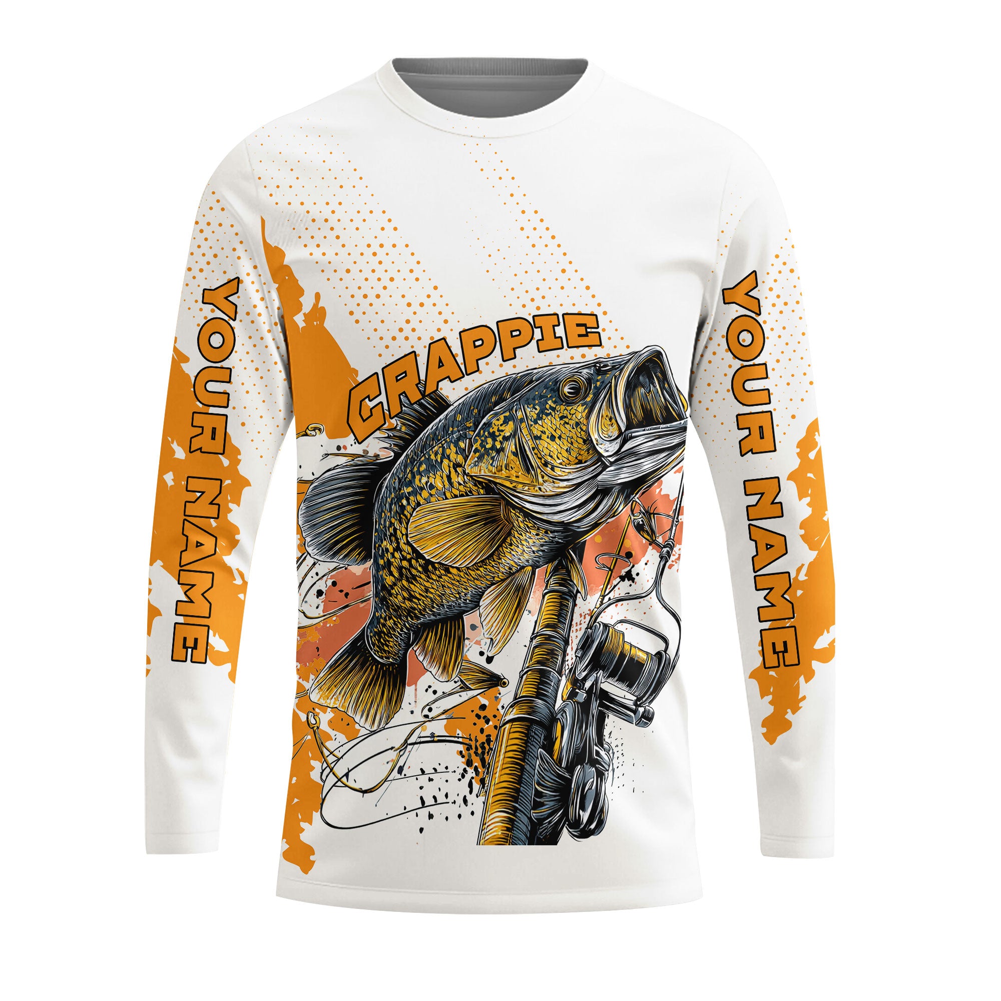 Custom Name Crappie Fish Orange All Over Print Shirt