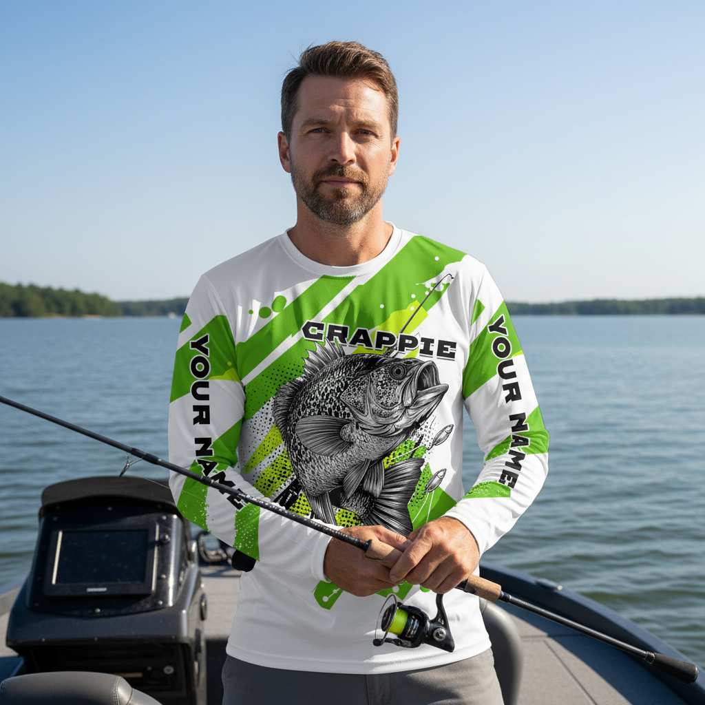 Custom Name Crappie Fish Green All Over Print Shirt