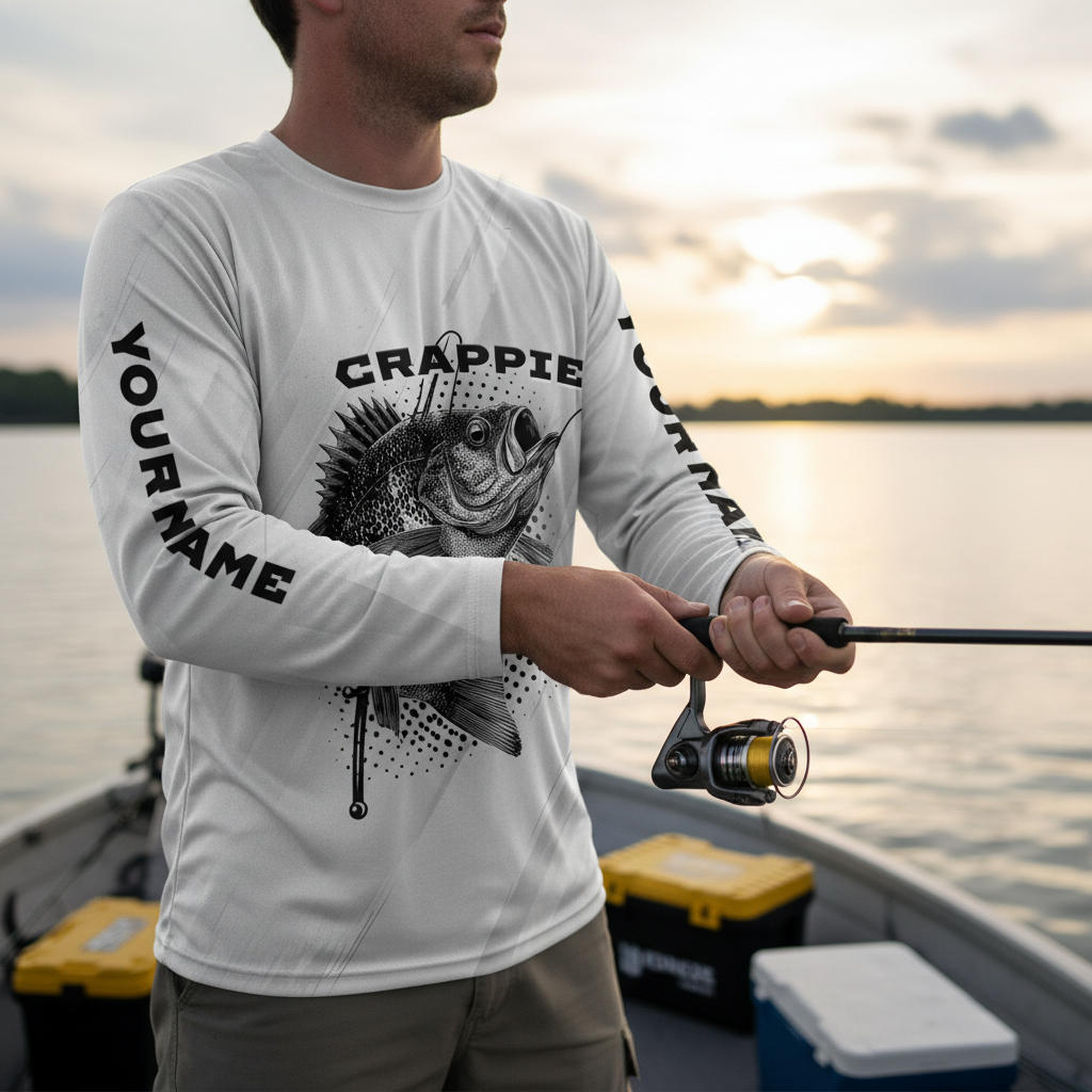 Custom Name Crappie Fish Gray All Over Print Shirt