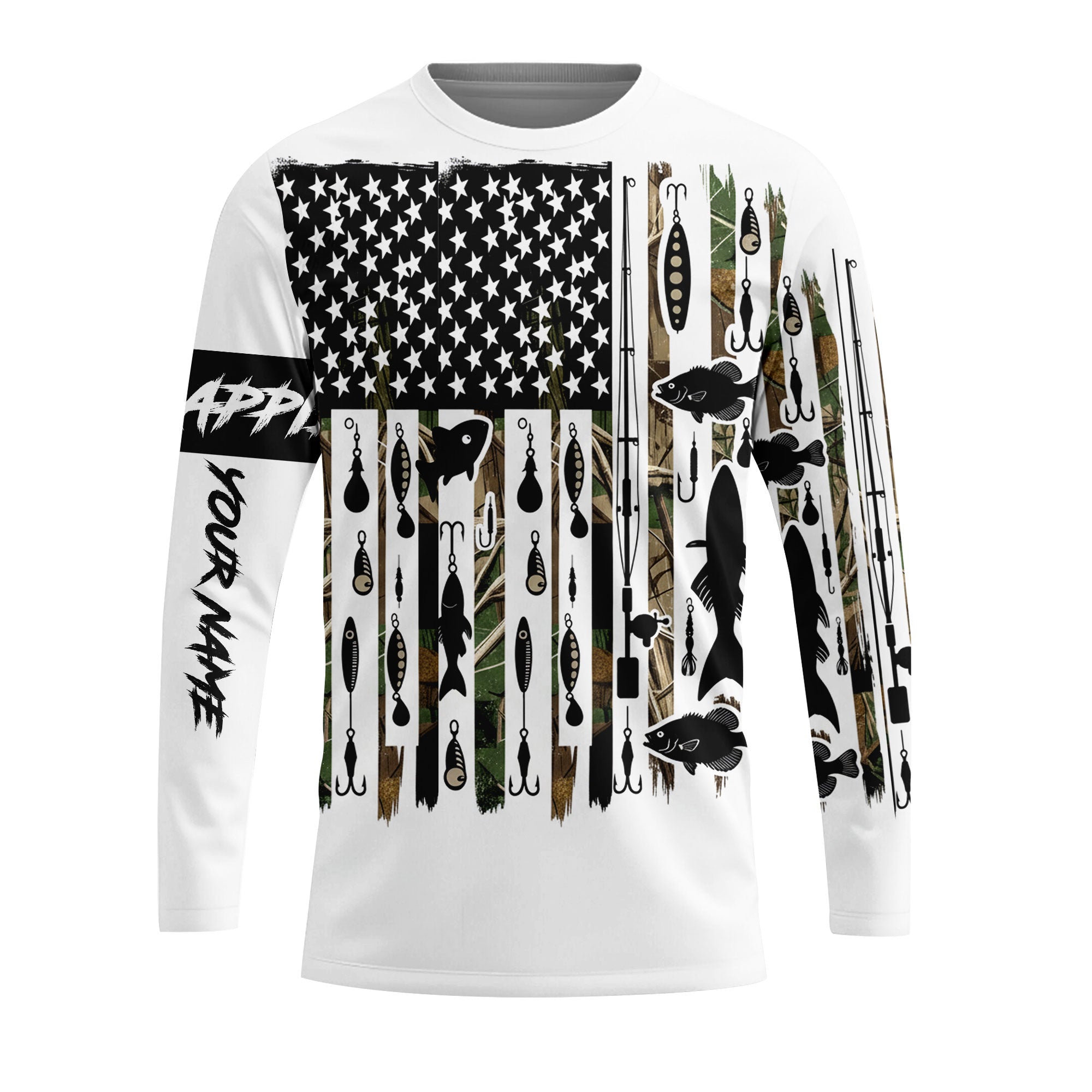 Custom Name Crappie Fish Black All Over Print Shirt