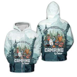 Friends, Fires, Fun Camping Crew Cats All Over Print Shirt