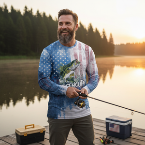 Largemouth Bass American Flag All Over Print Shirt