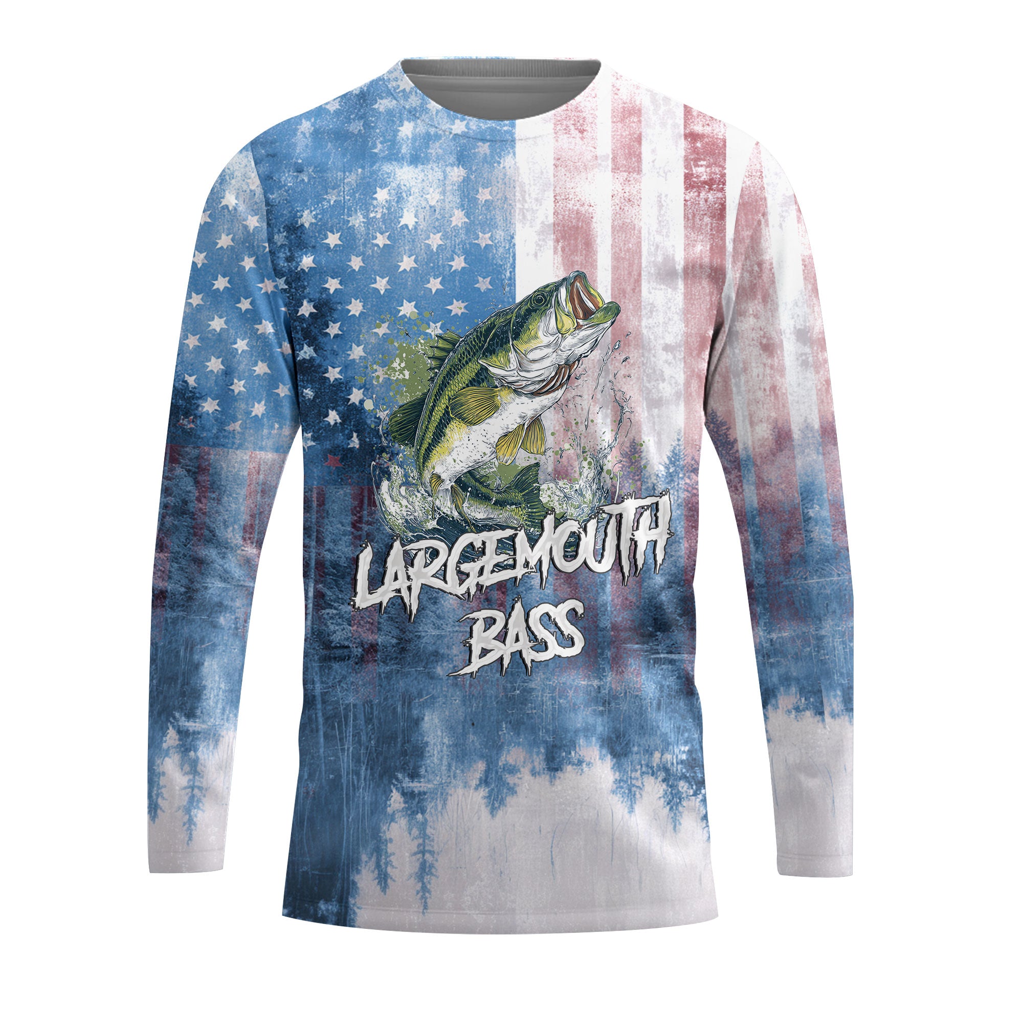 Largemouth Bass American Flag All Over Print Shirt
