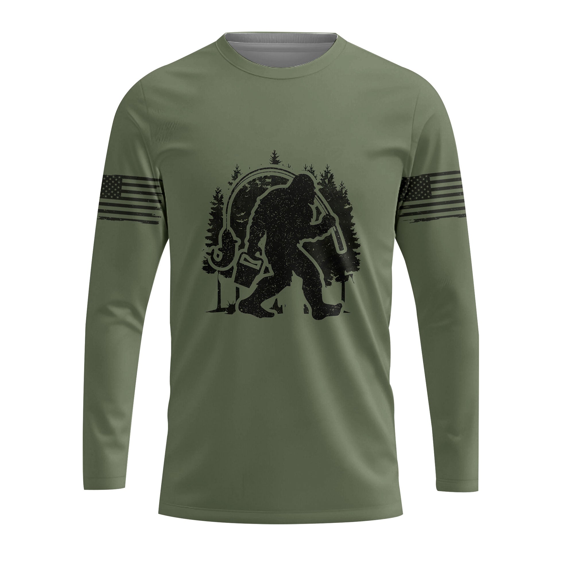 Forest Bigfoot Fishing All Over Print Shirt