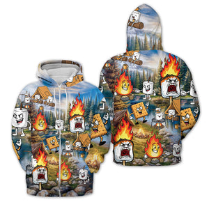 Vintage Camping Burnt Mashmallow All Over Print Shirt