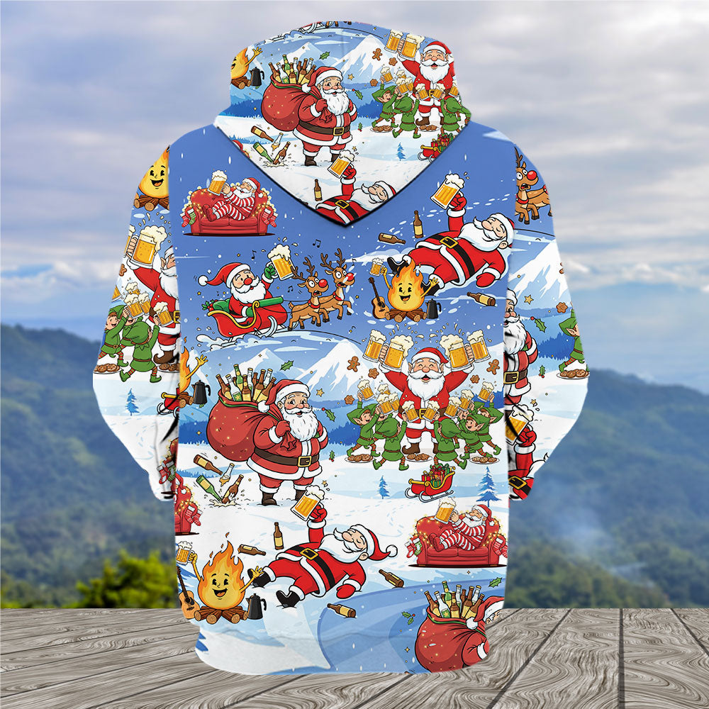 Santa Camping Funny All Over Print Shirt