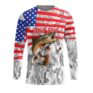 Camo American Flag Trout Fish Fishing All Over Print Shirt
