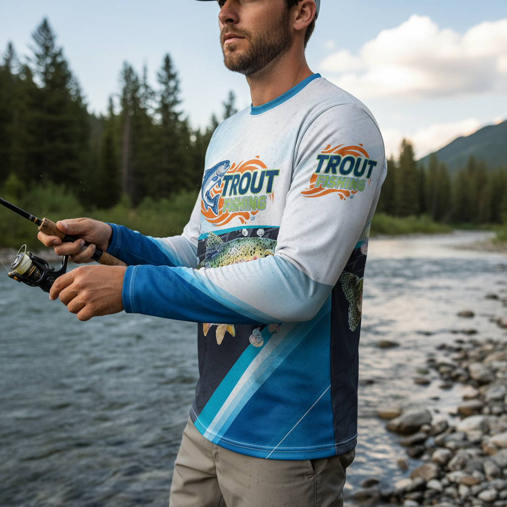 Trout Fish Blue Sport All Over Print Shirt