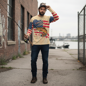 Vintage America Custom Name Trout Fishing All Over Print Shirt