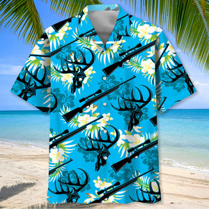 Deer Hunting Hibiscus Hawaiian Shirt