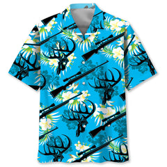 Deer Hunting Hibiscus Hawaiian Shirt