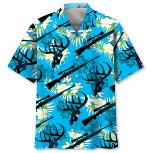 Deer Hunting Hibiscus Hawaiian Shirt