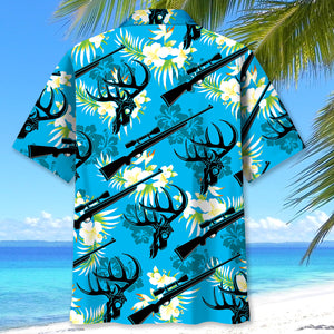 Deer Hunting Hibiscus Hawaiian Shirt