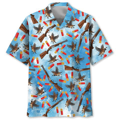 Quail Hunting Blue Hawaiian Shirt