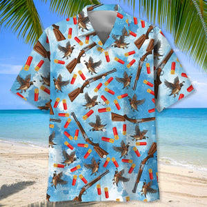 Quail Hunting Blue Hawaiian Shirt