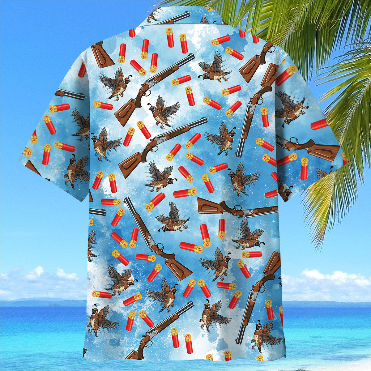 Quail Hunting Blue Hawaiian Shirt