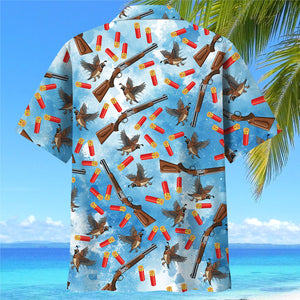 Quail Hunting Blue Hawaiian Shirt