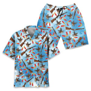 Quail Hunting Blue Hawaiian Shirt
