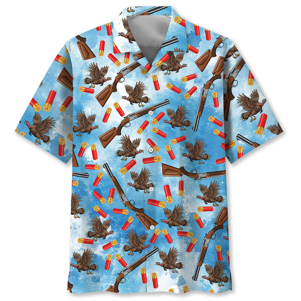 Wild Turkeys Hunting Blue Hawaiian Shirt