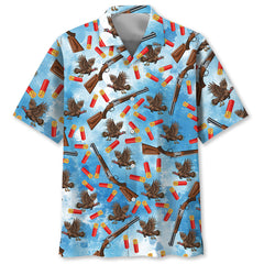 Wild Turkeys Hunting Blue Hawaiian Shirt
