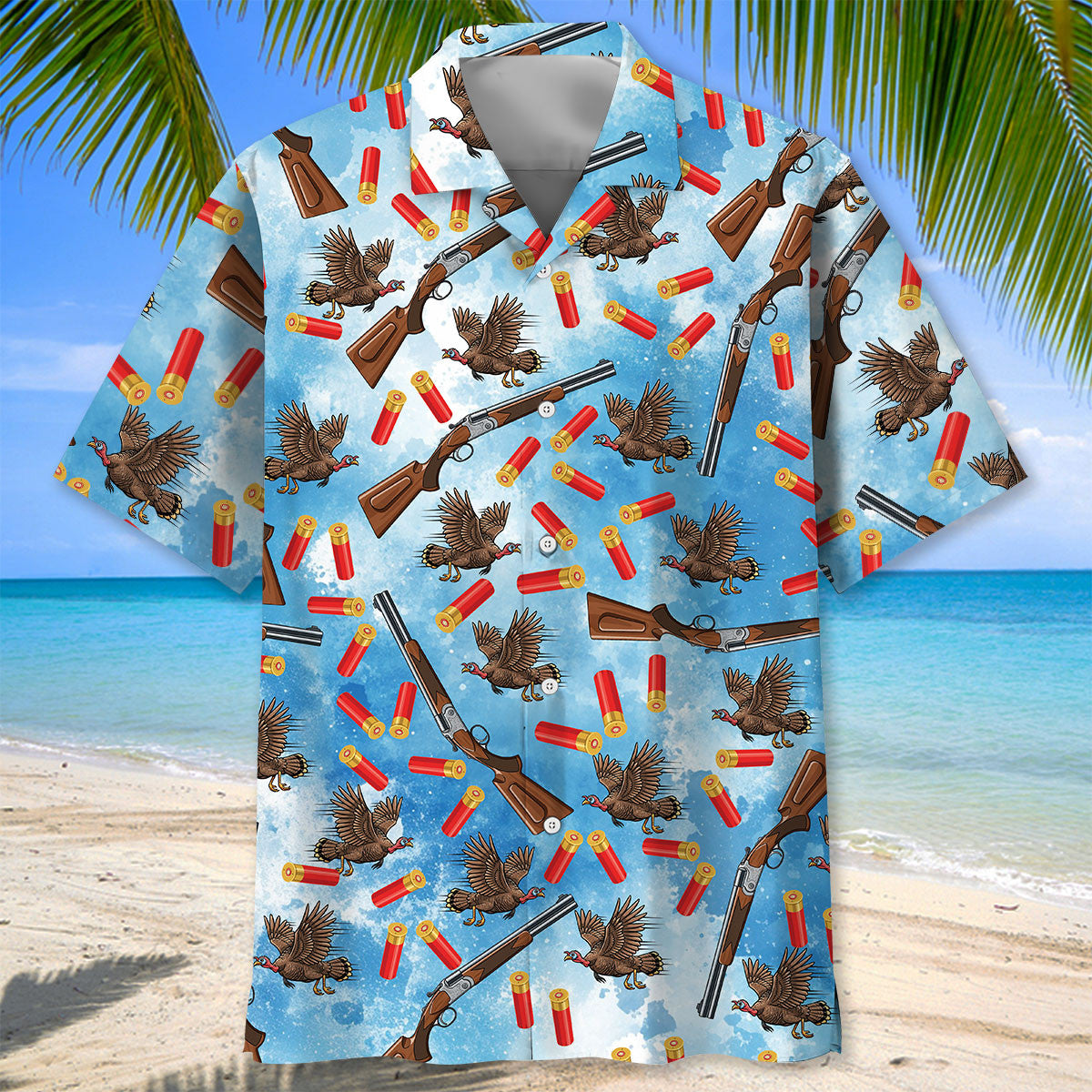 Wild Turkeys Hunting Blue Hawaiian Shirt