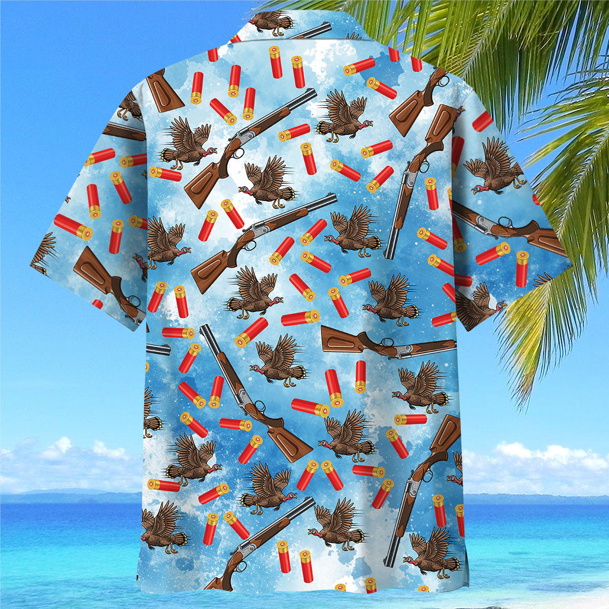 Wild Turkeys Hunting Blue Hawaiian Shirt