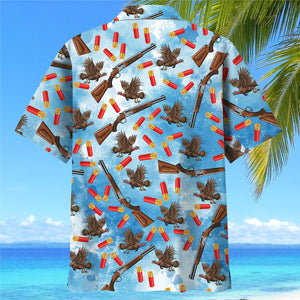 Wild Turkeys Hunting Blue Hawaiian Shirt