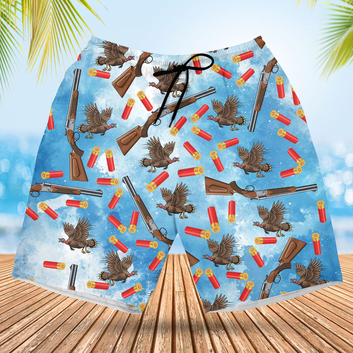 Wild Turkeys Hunting Blue Hawaiian Shirt
