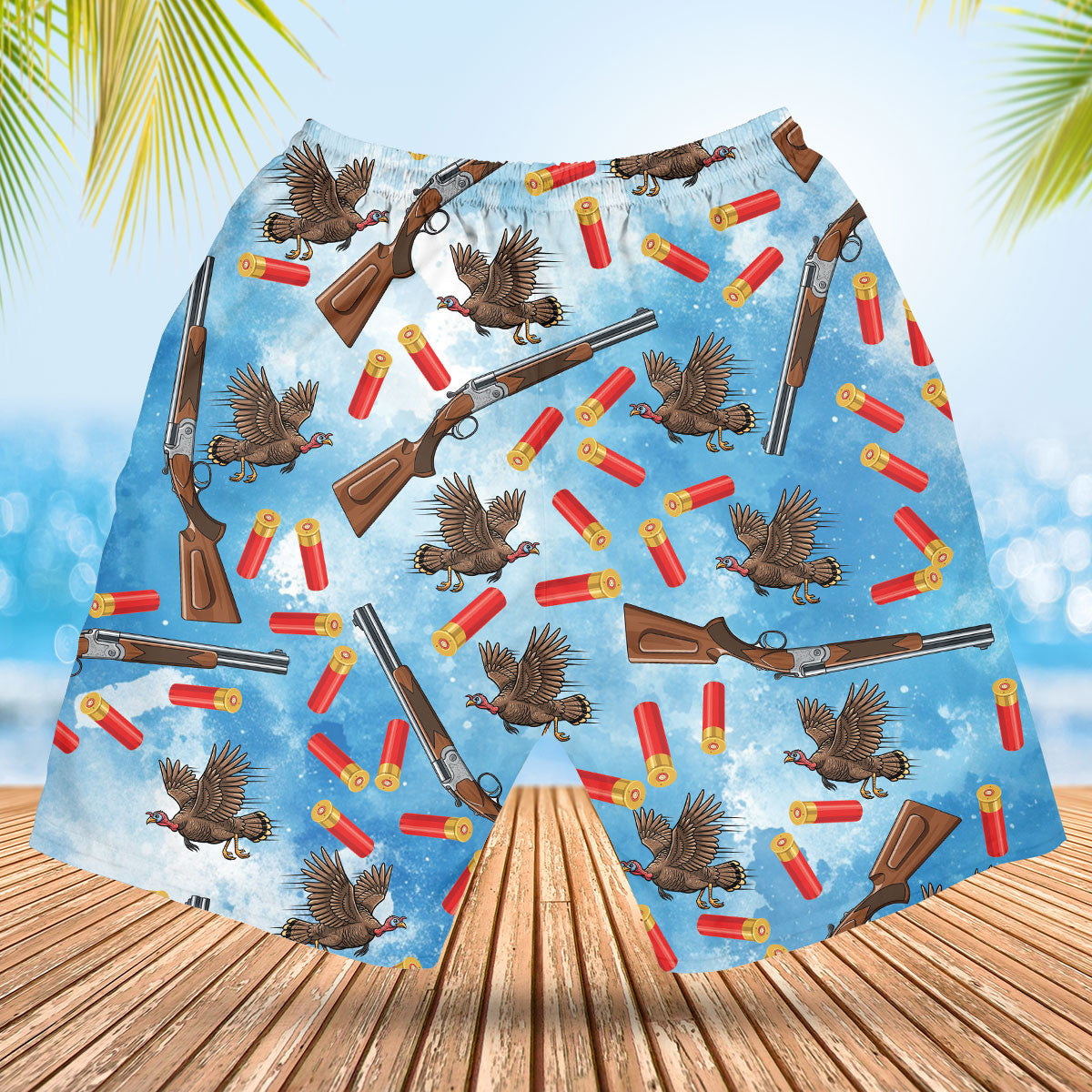 Wild Turkeys Hunting Blue Hawaiian Shirt
