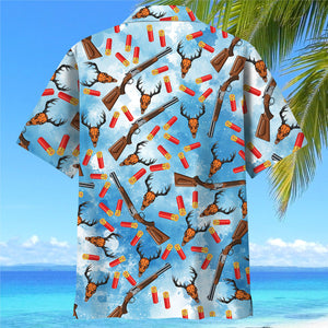 Deer Hunting Blue Hawaiian Shirt