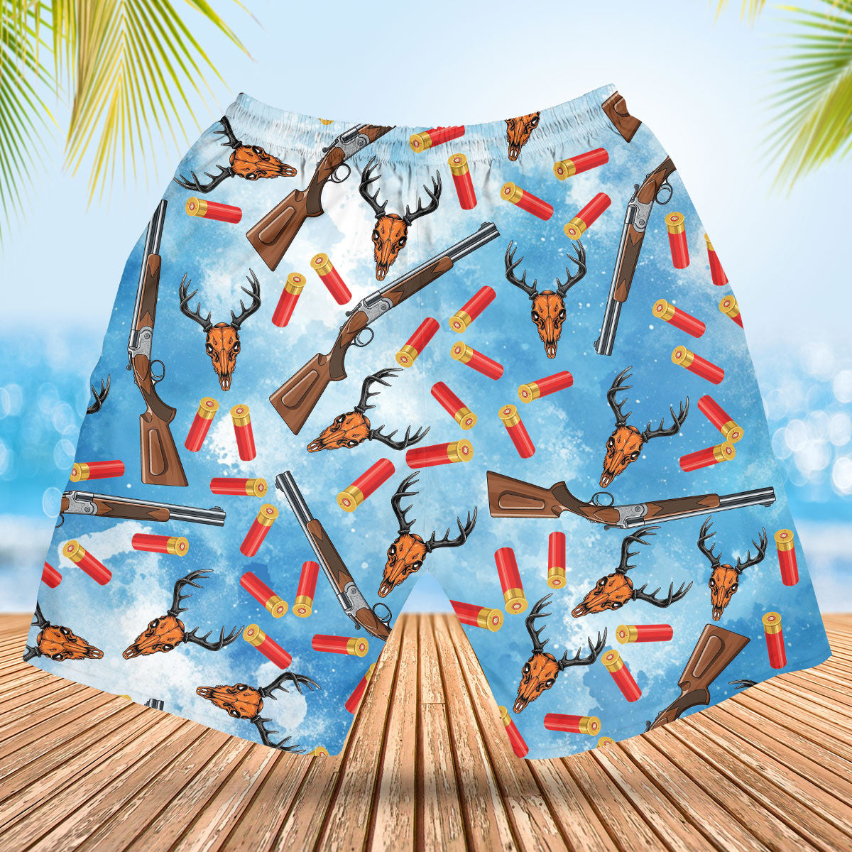 Deer Hunting Blue Hawaiian Shirt