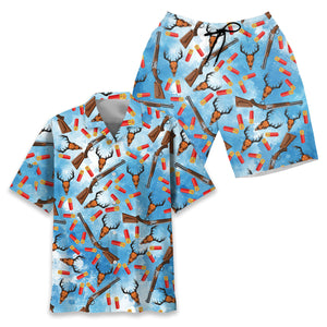 Deer Hunting Blue Hawaiian Shirt