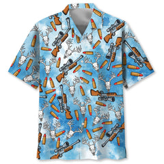 Funny Deer Hunting Blue Hawaiian Shirt